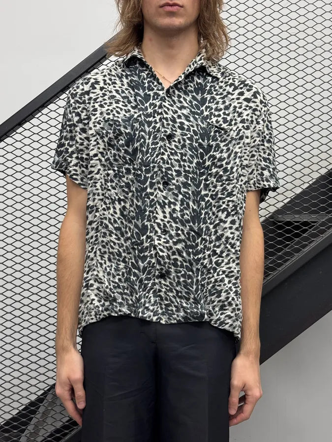 SS2017 Saint Laurent Black & White Viscose Leopard Print Shirt aDppGqj 1