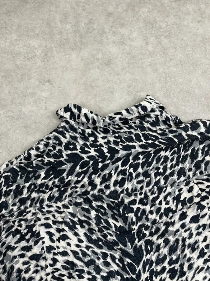SS2017 Saint Laurent Black & White Viscose Leopard Print Shirt aDppGqj 6