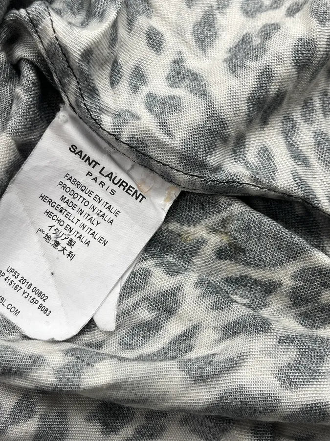SS2017 Saint Laurent Black & White Viscose Leopard Print Shirt aDppGqj 10