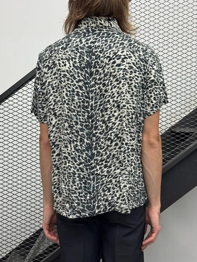 SS2017 Saint Laurent Black & White Viscose Leopard Print Shirt aDppGqj 2