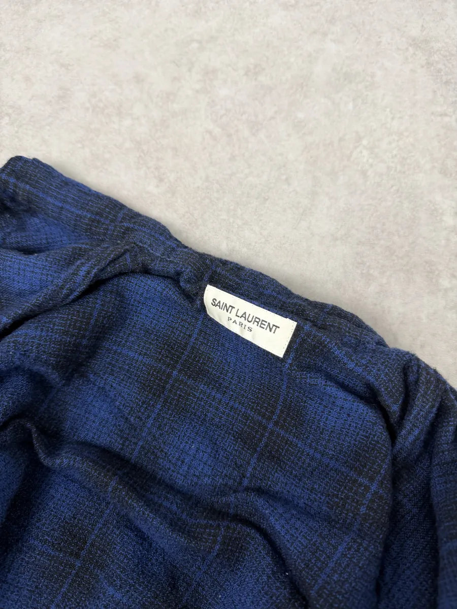 SS2016 Saint Laurent Blue & Black Checkered Shirt by Hedi Slimane fflfakO 8