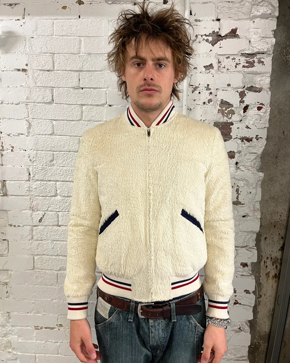 SS2016 Saint Laurent Cream Faux Fur Bomber Jacket YFnanzB 1