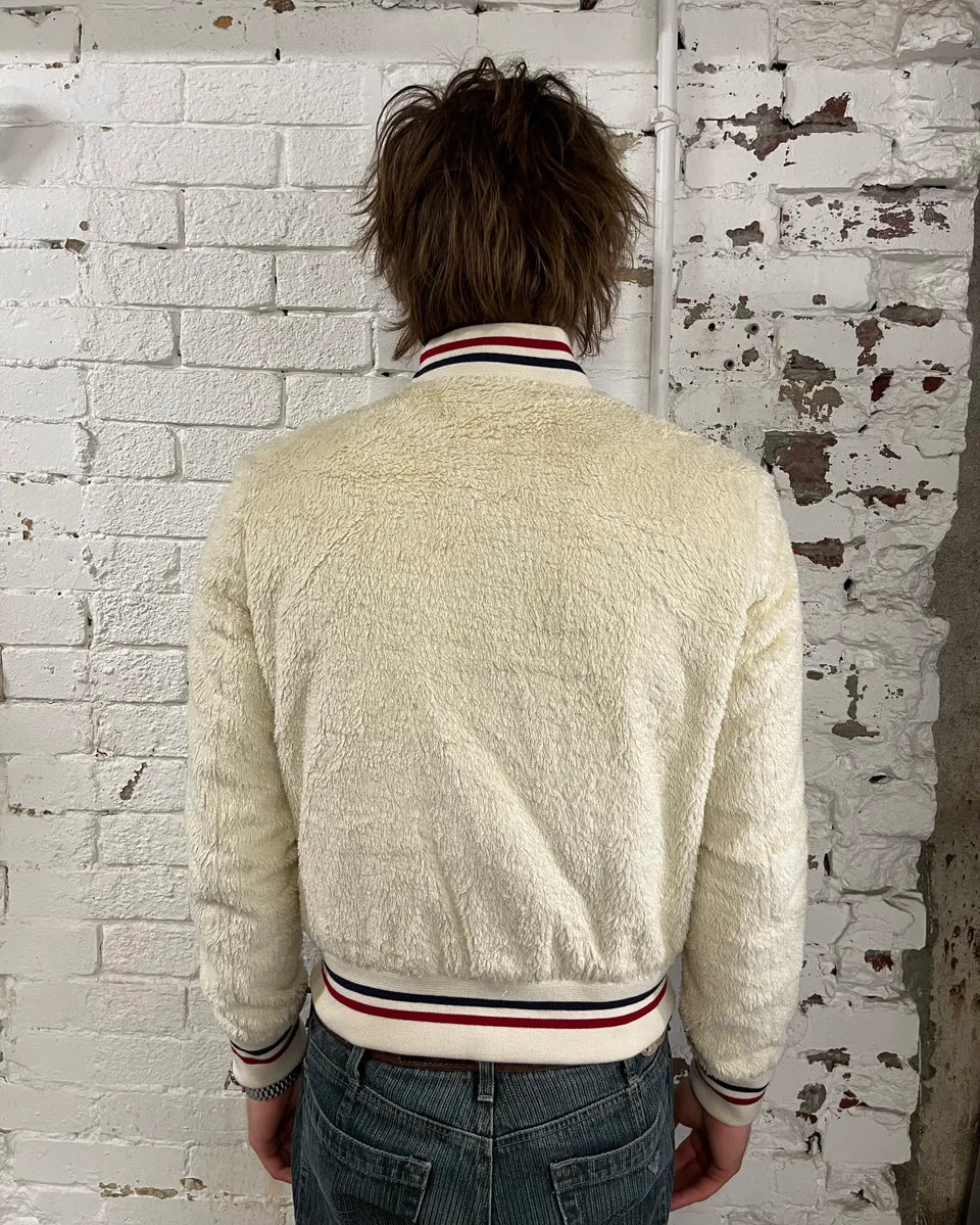 SS2016 Saint Laurent Cream Faux Fur Bomber Jacket YFnanzB 2