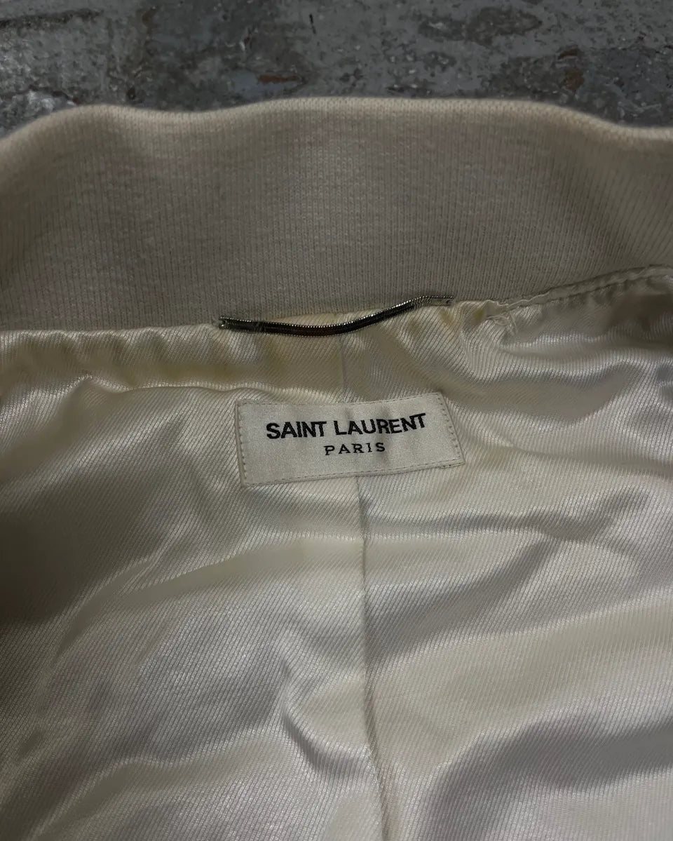 SS2016 Saint Laurent Cream Faux Fur Bomber Jacket YFnanzB 8