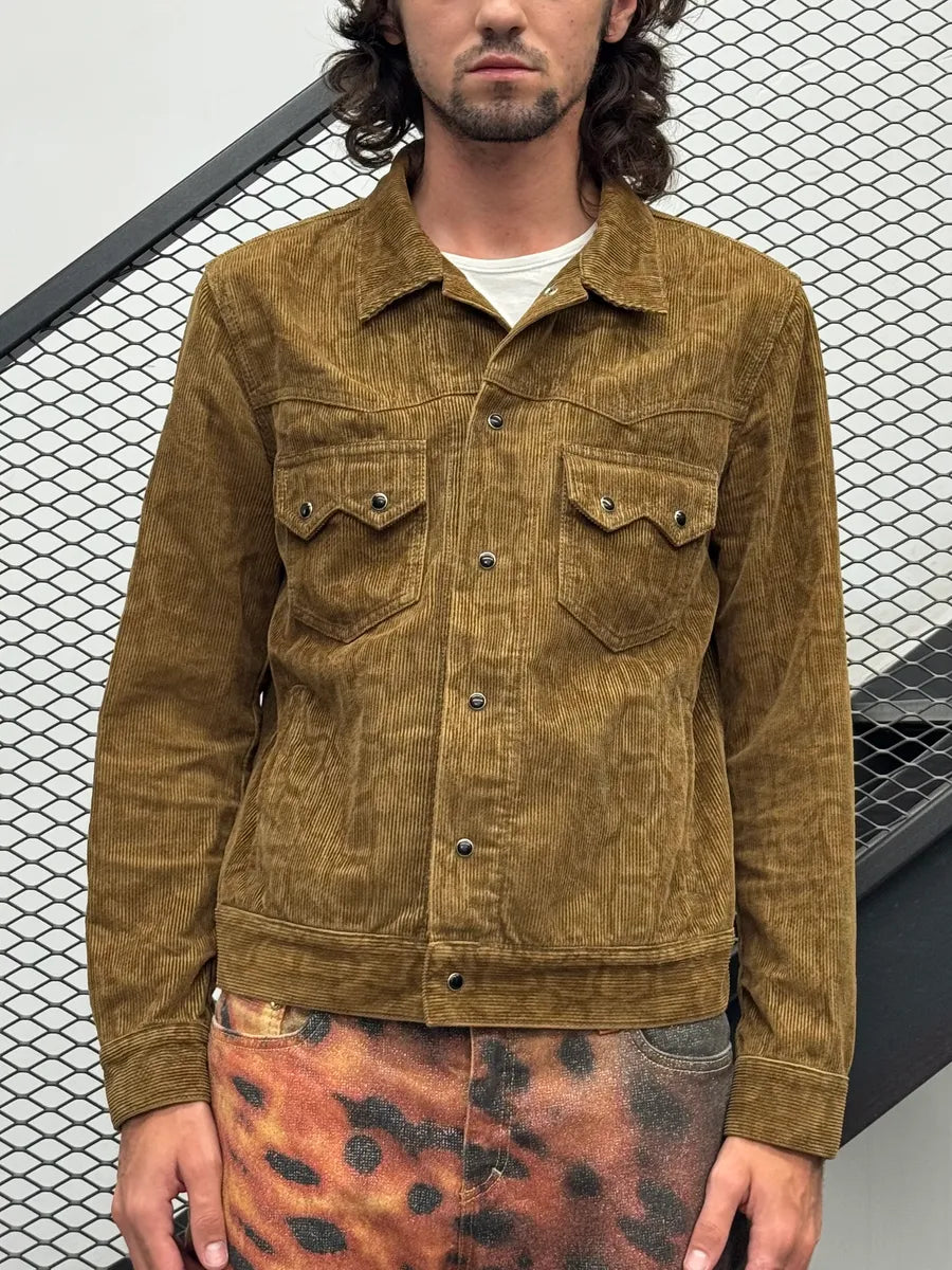 SS2016 Saint Laurent Leopard Corduroy Camel Trucker Jacket cMYYAmT 1
