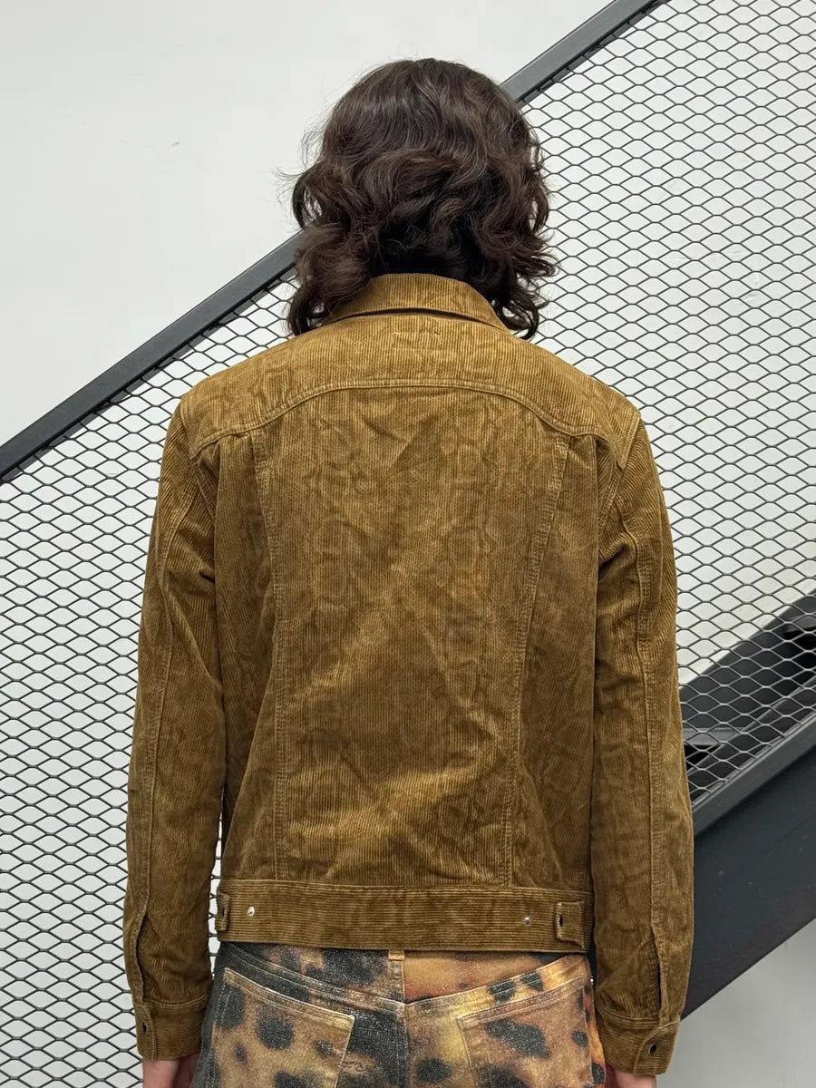 SS2016 Saint Laurent Leopard Corduroy Camel Trucker Jacket cMYYAmT 2