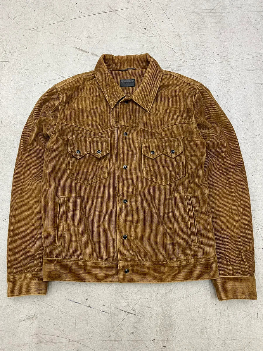 SS2016 Saint Laurent Leopard Corduroy Camel Trucker Jacket cMYYAmT 3