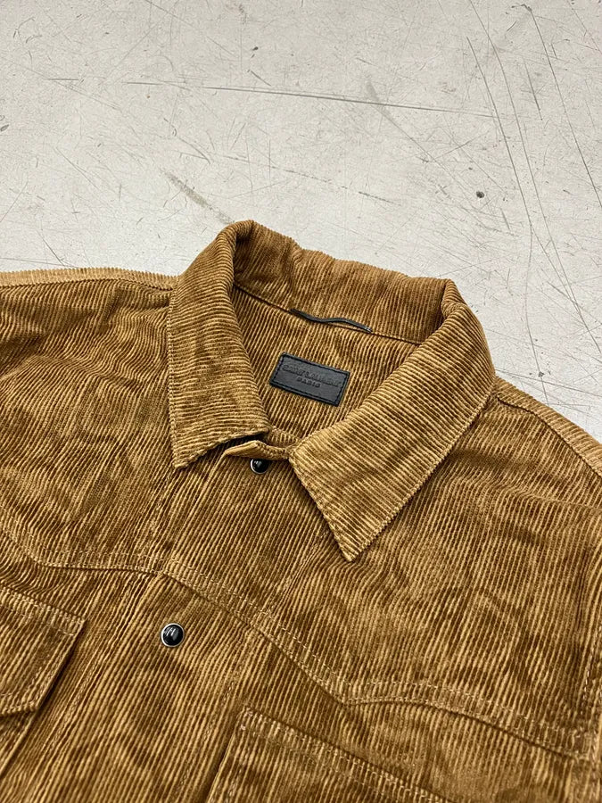 SS2016 Saint Laurent Leopard Corduroy Camel Trucker Jacket cMYYAmT 4