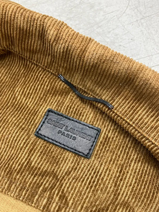 SS2016 Saint Laurent Leopard Corduroy Camel Trucker Jacket cMYYAmT 9