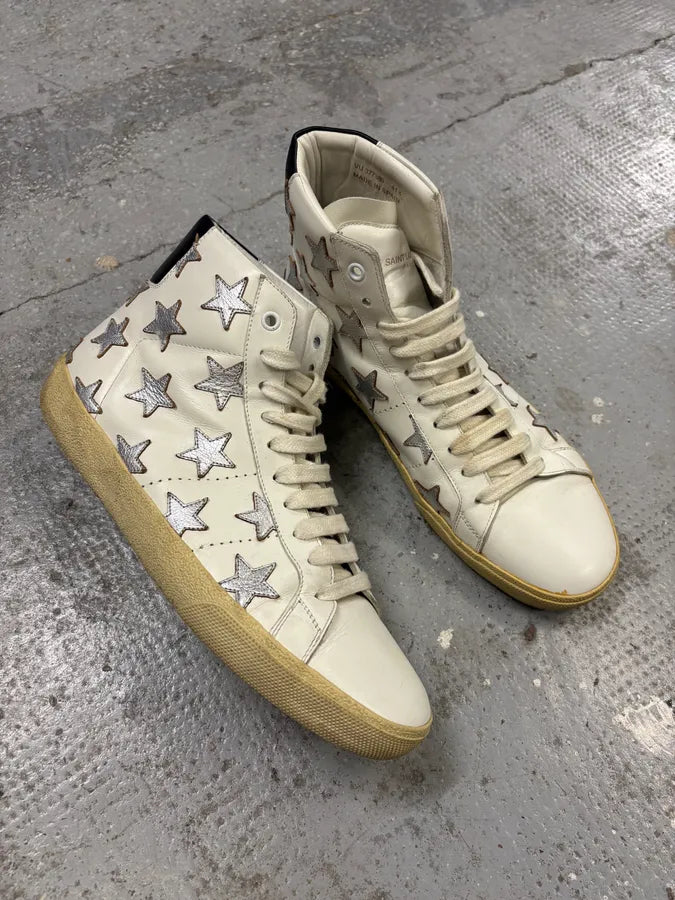 SS2016 Saint Laurent White High Stars Shoes YyQzQHf 4