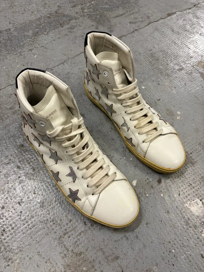 SS2016 Saint Laurent White High Stars Shoes YyQzQHf 3