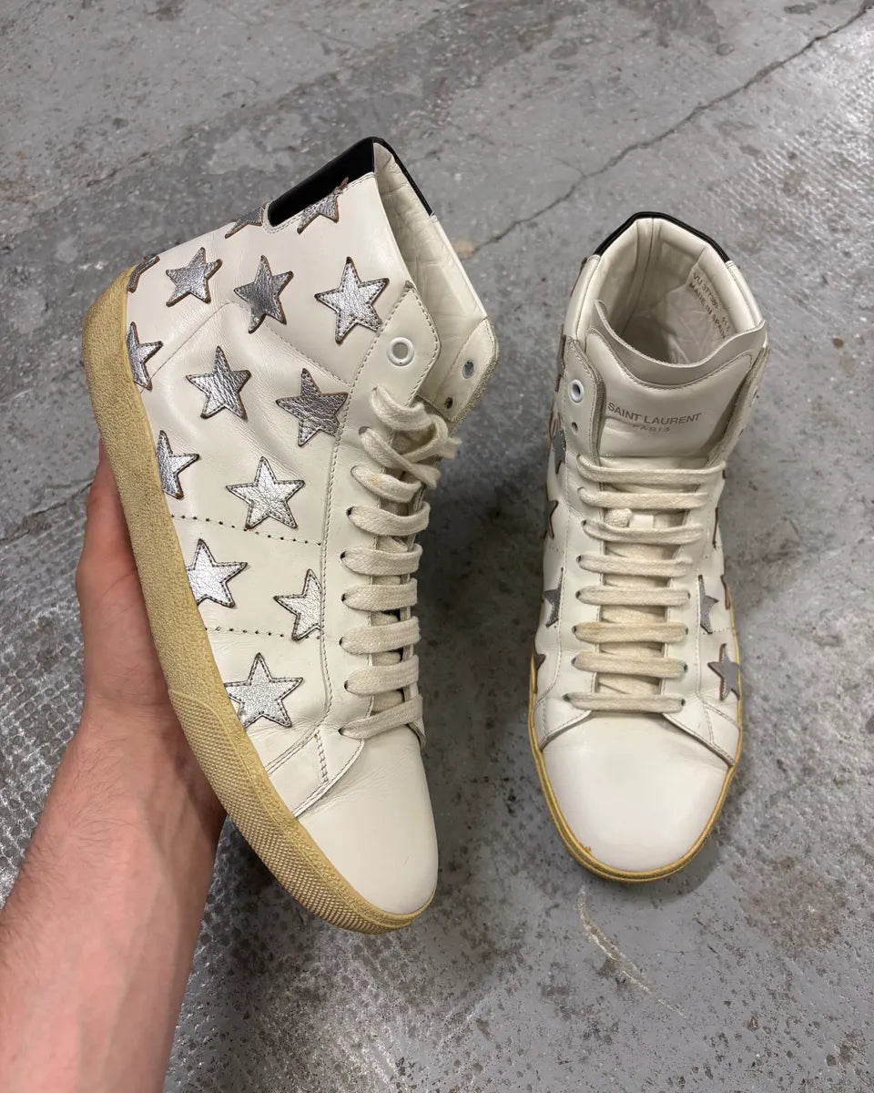 SS2016 Saint Laurent White High Stars Shoes YyQzQHf 0