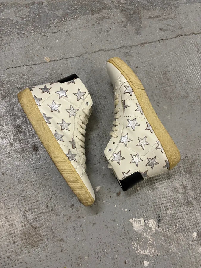 SS2016 Saint Laurent White High Stars Shoes YyQzQHf 5