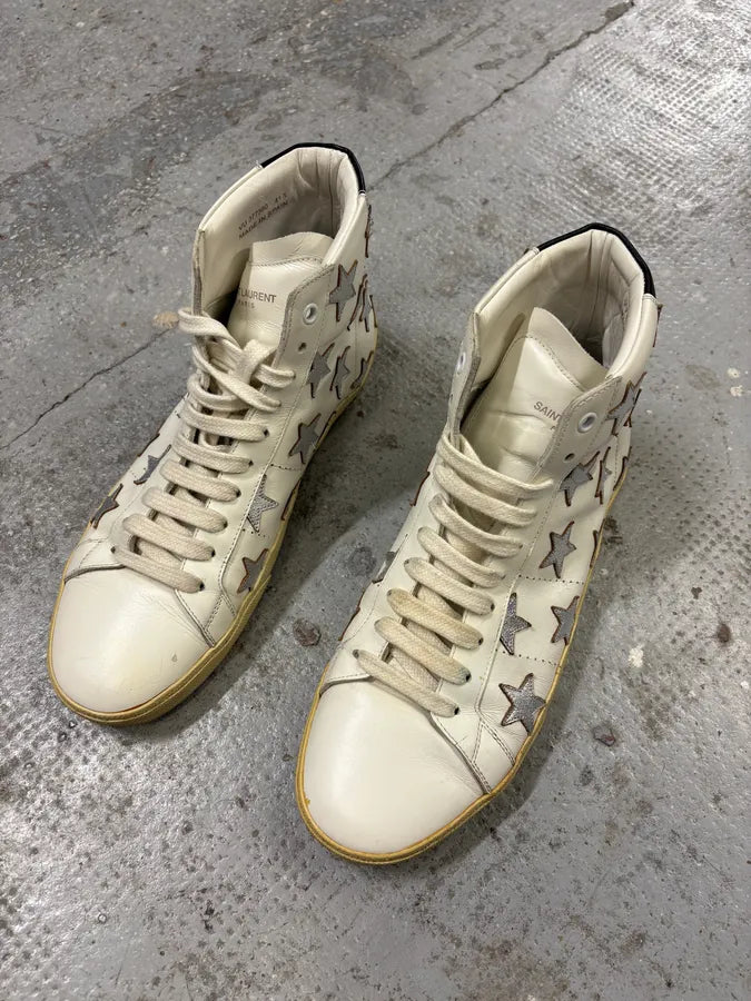 SS2016 Saint Laurent White High Stars Shoes YyQzQHf 2