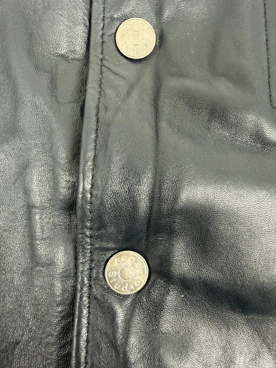 SS2017 Acne Studios Arno Velvet Collar Navy Leather Jacket pRBmIDm 11