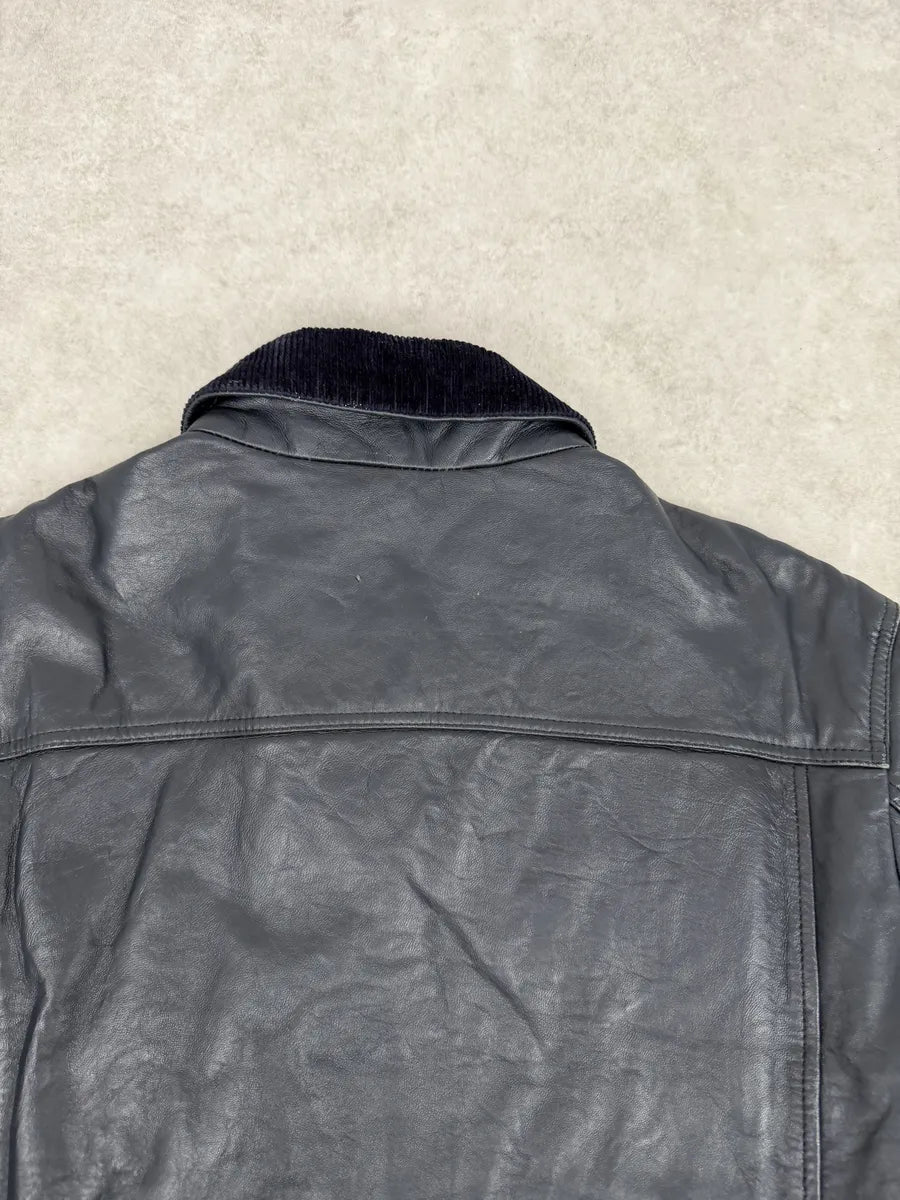 SS2017 Acne Studios Arno Velvet Collar Navy Leather Jacket pRBmIDm 7