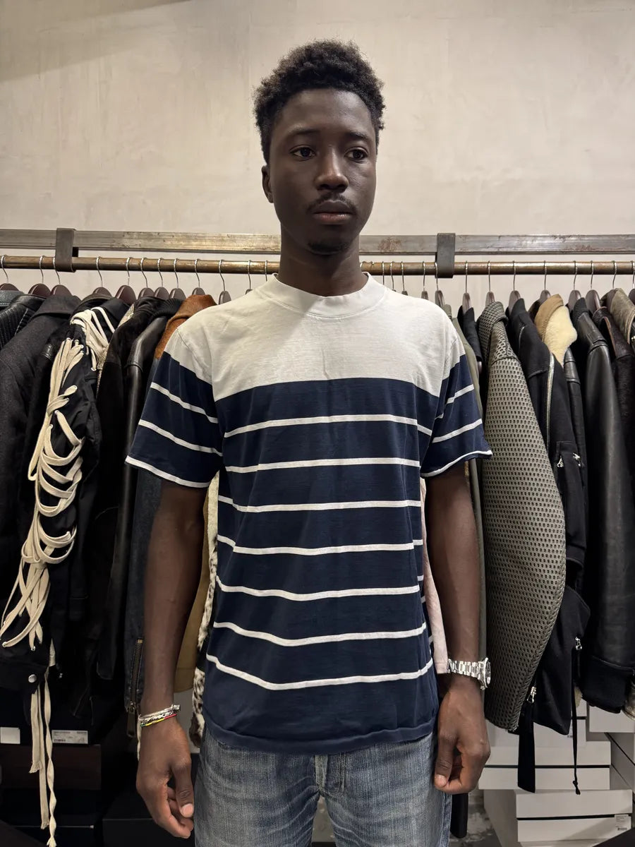 SS2017 Acne Studios White & Navy Lines Striped T-Shirt HnSAnGE 0