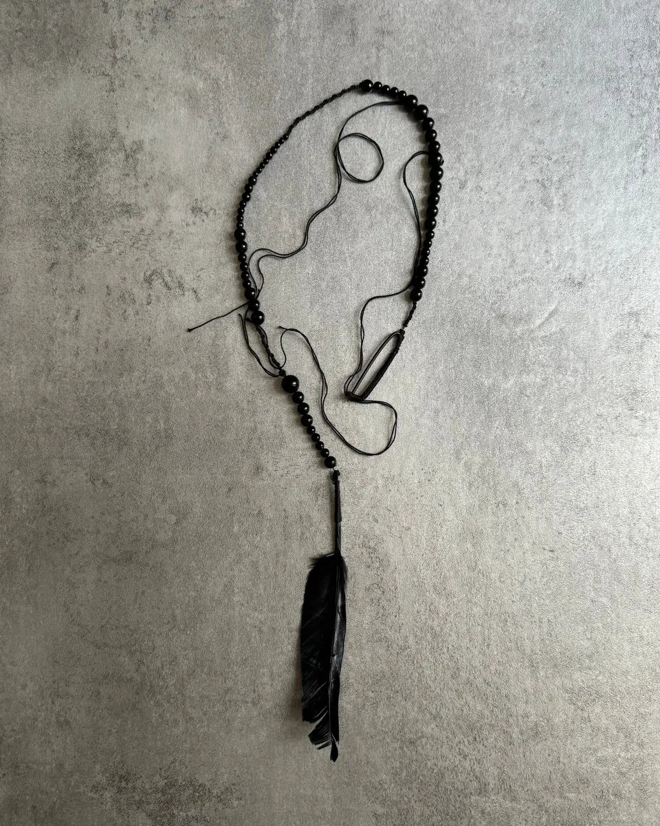 SS2017 Ann Demeulemeester Beaded Black Feather Necklace pExUqfK 2