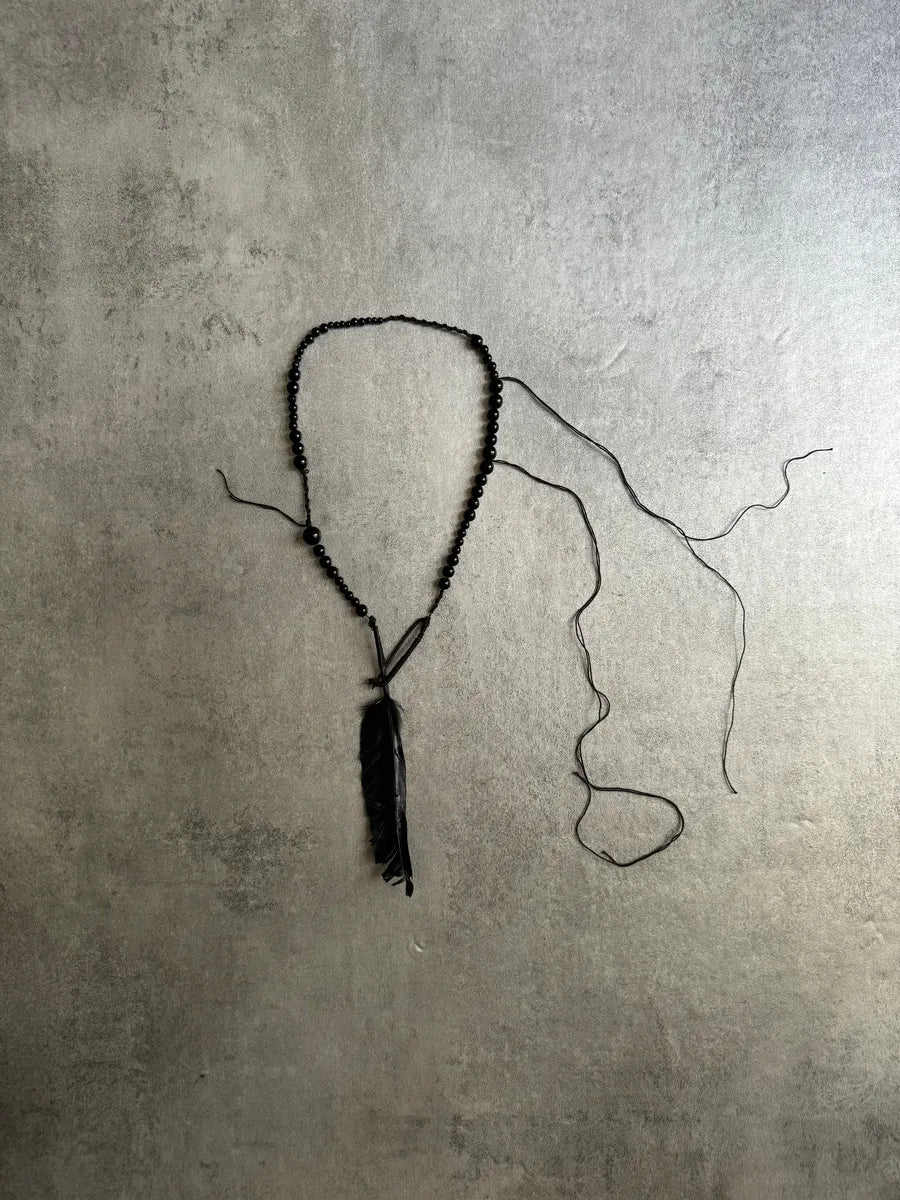 SS2017 Ann Demeulemeester Beaded Black Feather Necklace pExUqfK 4