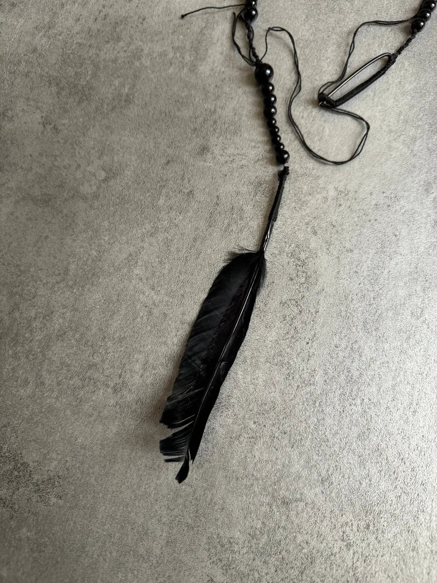 SS2017 Ann Demeulemeester Beaded Black Feather Necklace pExUqfK 6