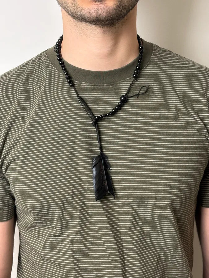 SS2017 Ann Demeulemeester Beaded Black Feather Necklace pExUqfK 2