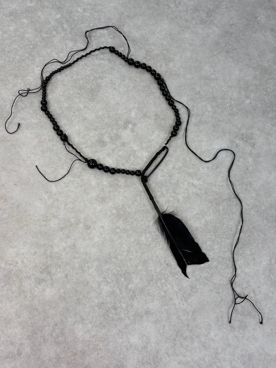 SS2017 Ann Demeulemeester Beaded Black Feather Necklace pExUqfK 4