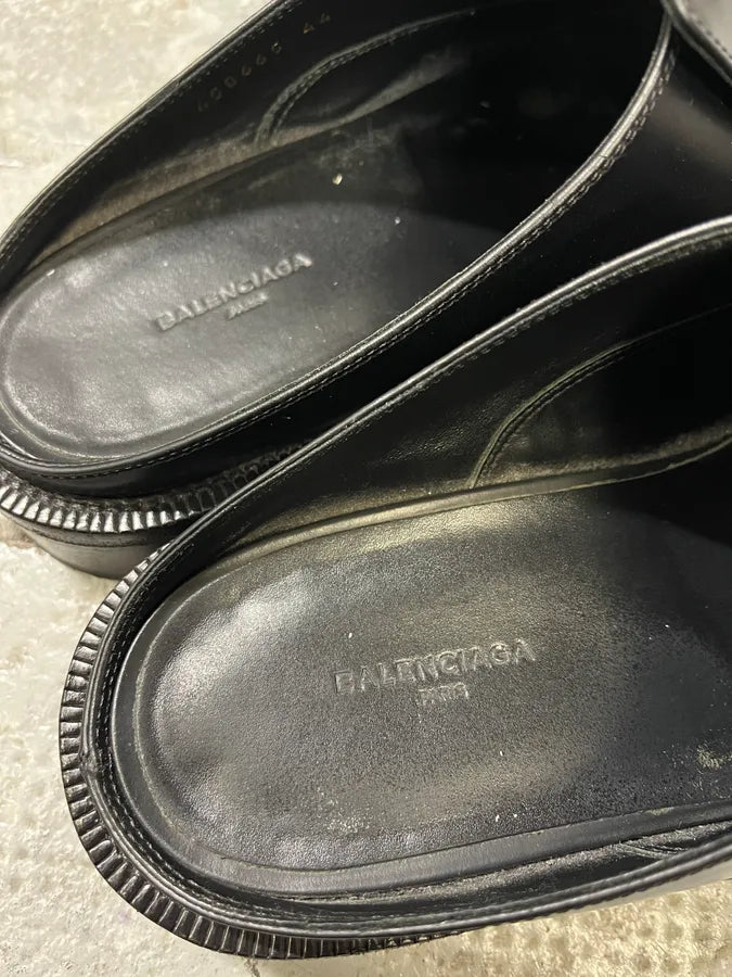 SS2017 Balenciaga Black Leather Loafer Clog Mules (44eu/us10) cKfofKg 6