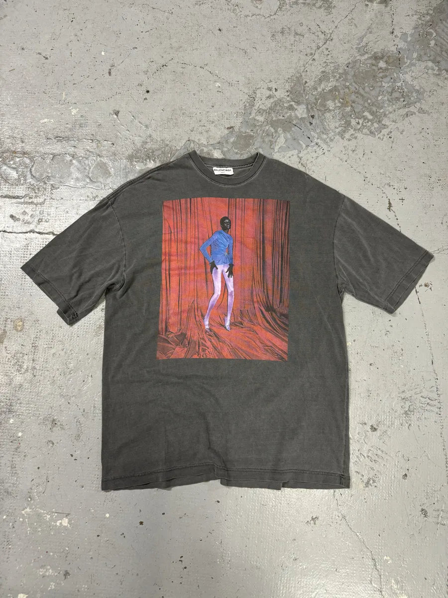 SS2017 Balenciaga Dark Grey Look Print T-Shirt xPYyFQc 0