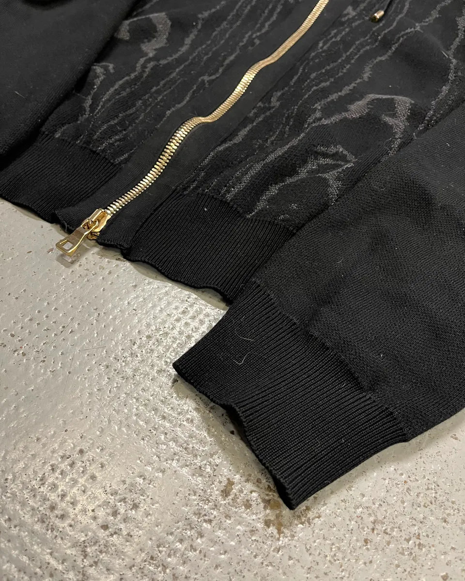 SS2017 Balmain Metallic Zip-Up Black Marble Effect Hoodie geZMKwf 5