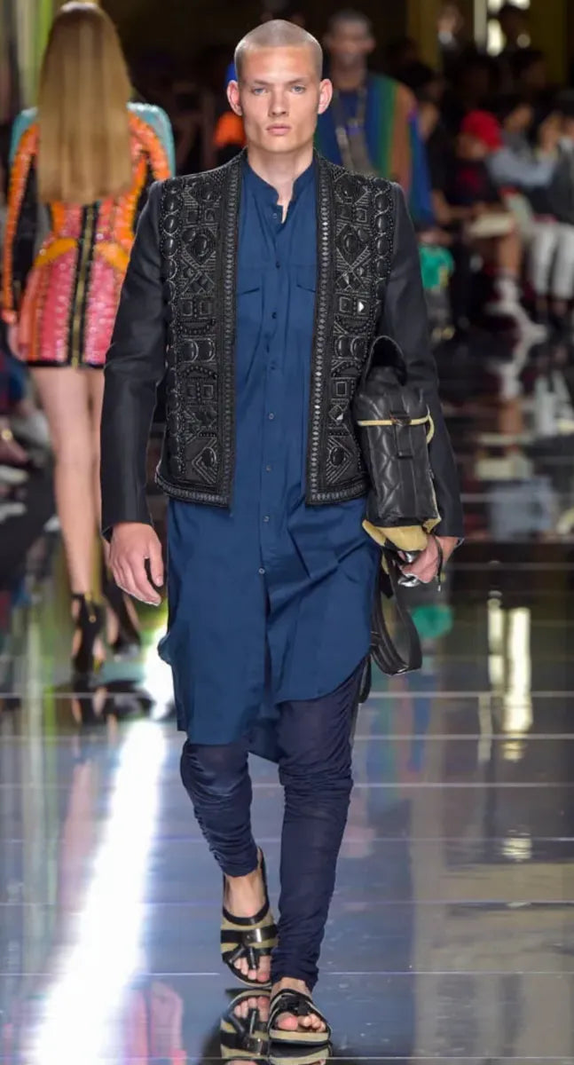 SS2017 Balmain Navy Epaulette Officer Military Shirt WUZoGTst 4