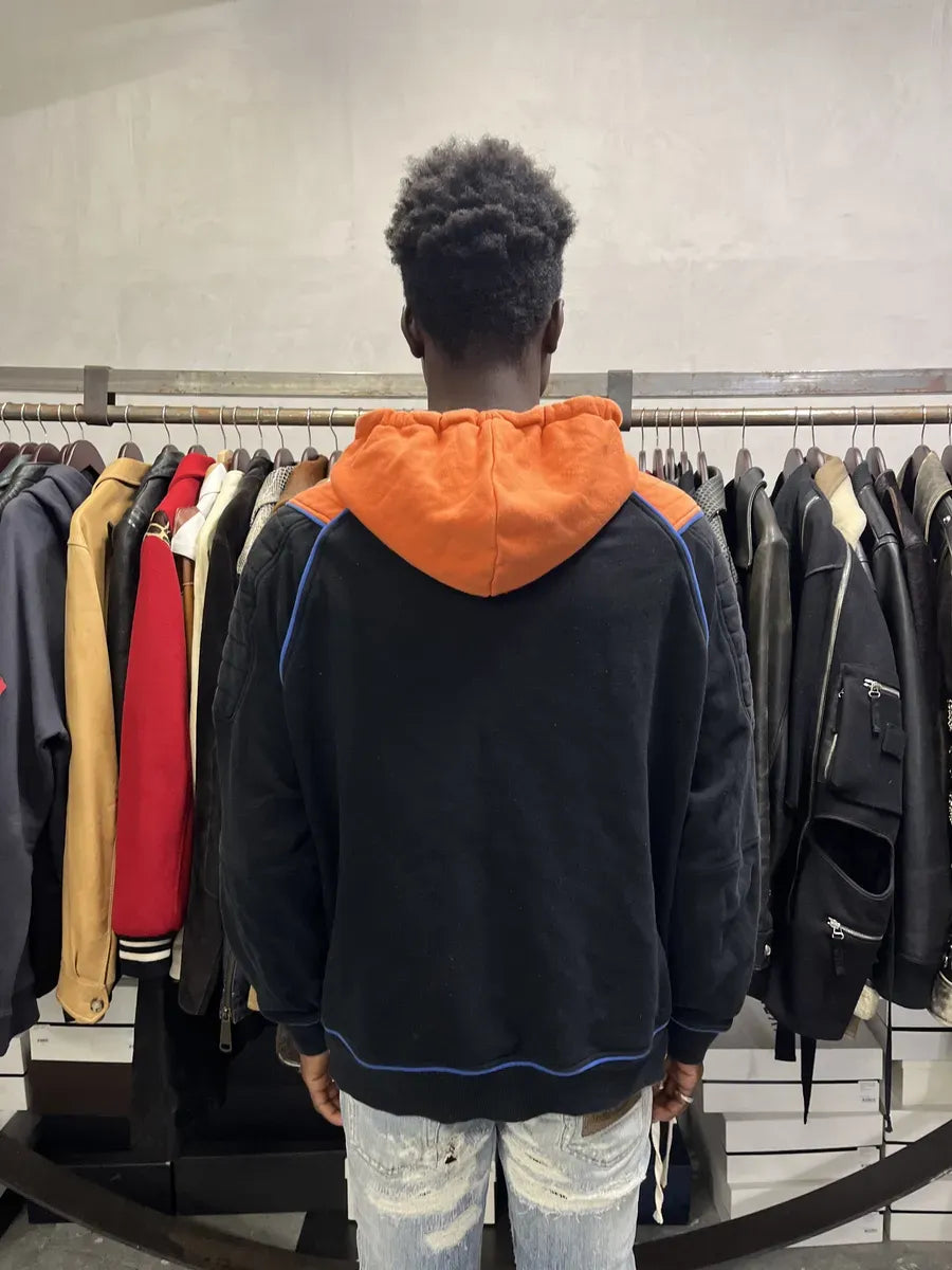 SS2017 Balmain Navy & Orange Biker Zip-up Hoodie oIcwpcN 2