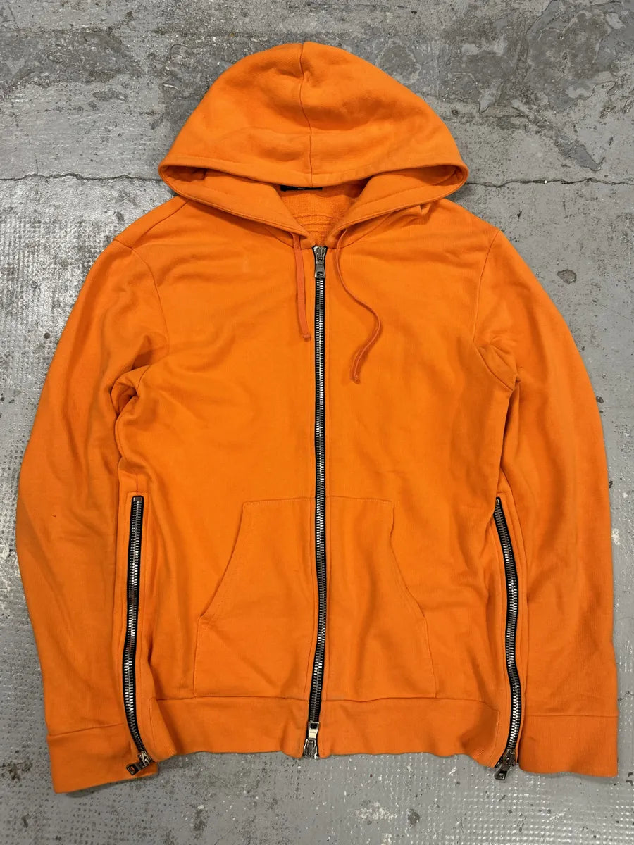 SS2017 Balmain Side Zips Orange Zip-up Hoodie hMzTRIT 0