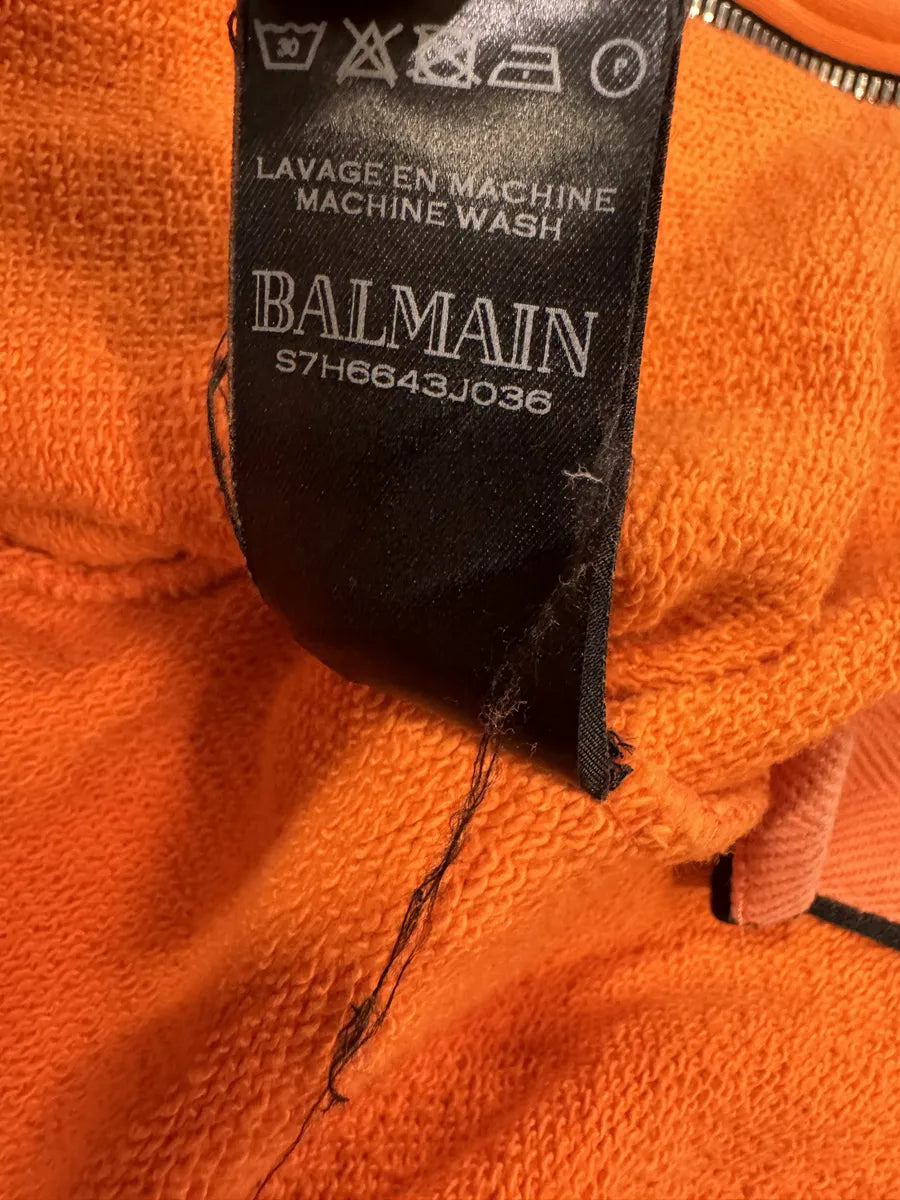 SS2017 Balmain Side Zips Orange Zip-up Hoodie hMzTRIT 7