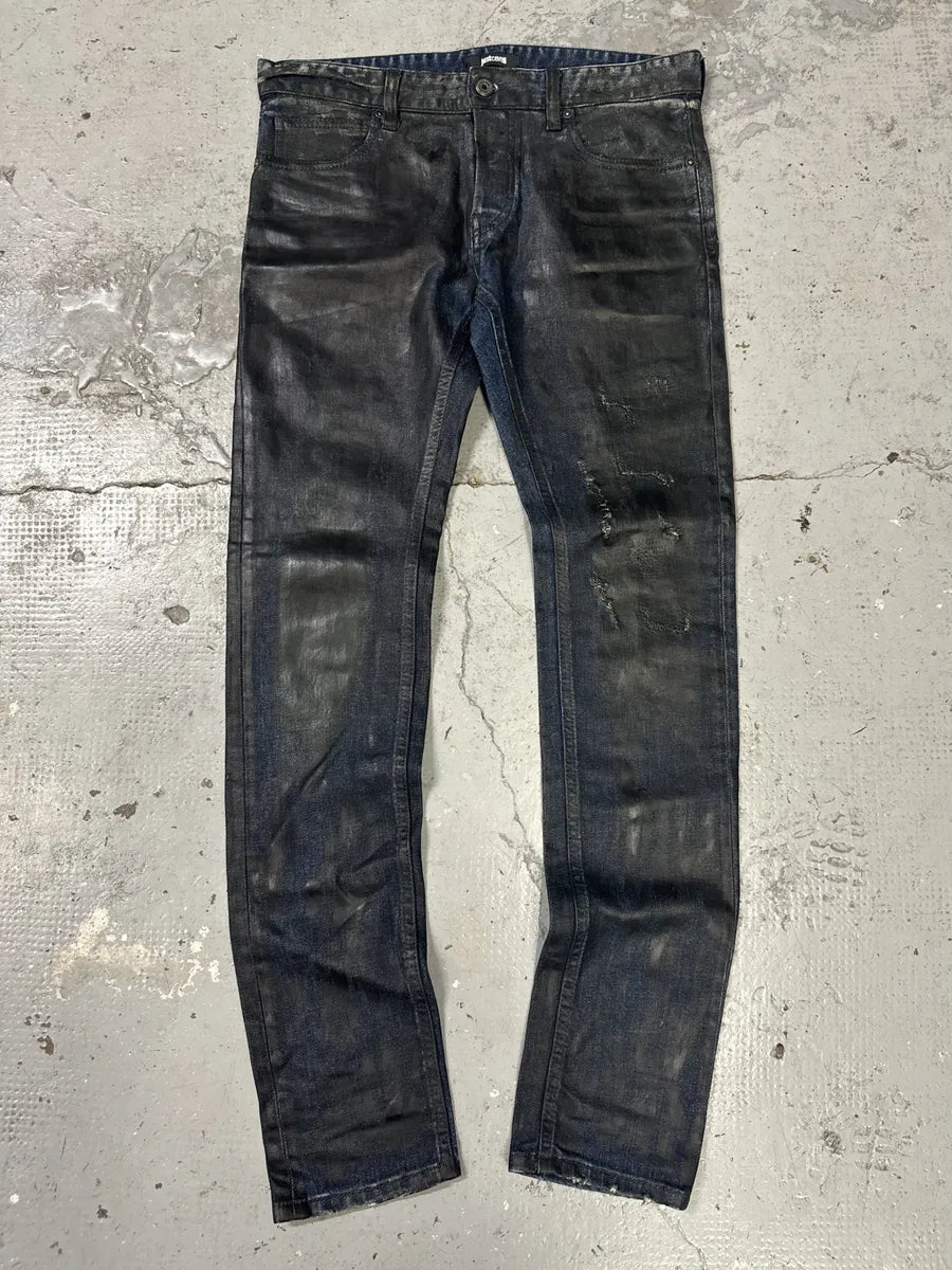 SS2017 Cavalli Black Waxed Brut Denim Skinny Jeans FEssZct 0