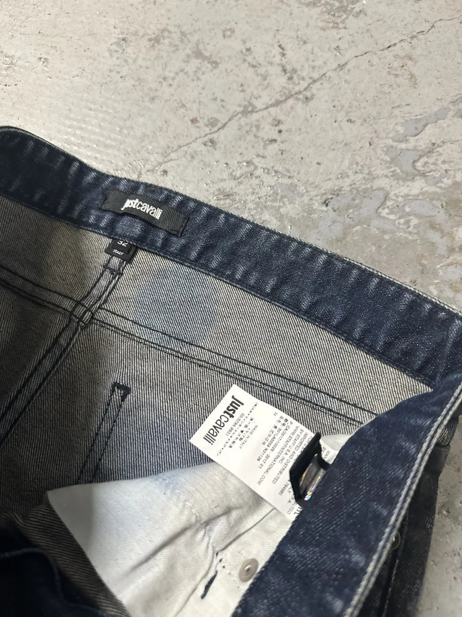 SS2017 Cavalli Black Waxed Brut Denim Skinny Jeans FEssZct 7