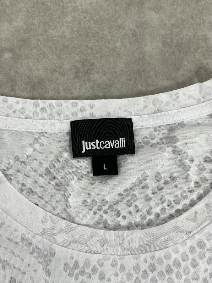SS2017 Cavalli White Snake Python Print T-Shirt WvZbsdq 8