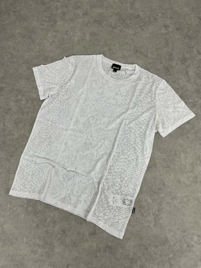 SS2017 Cavalli White Snake Python Print T-Shirt WvZbsdq 3