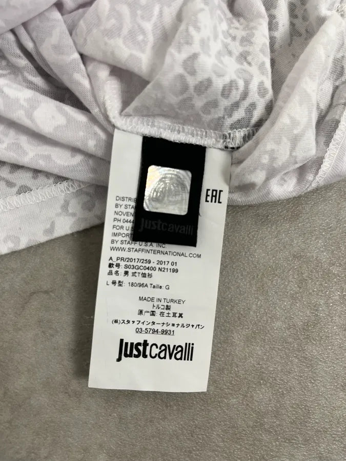 SS2017 Cavalli White Snake Python Print T-Shirt WvZbsdq 9