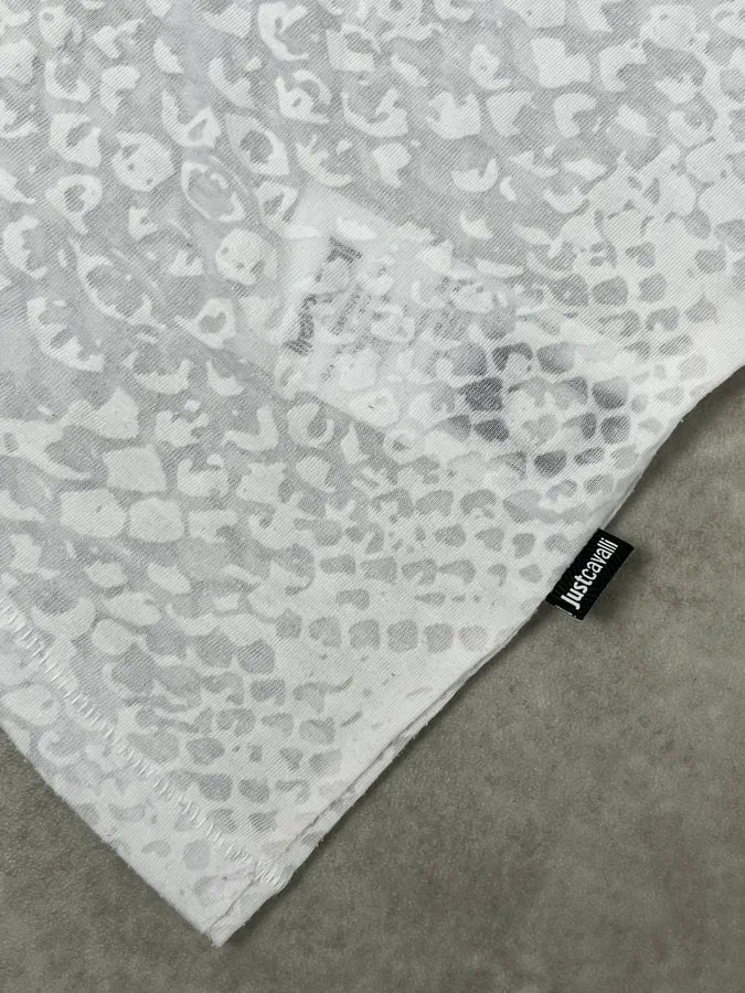 SS2017 Cavalli White Snake Python Print T-Shirt WvZbsdq 7