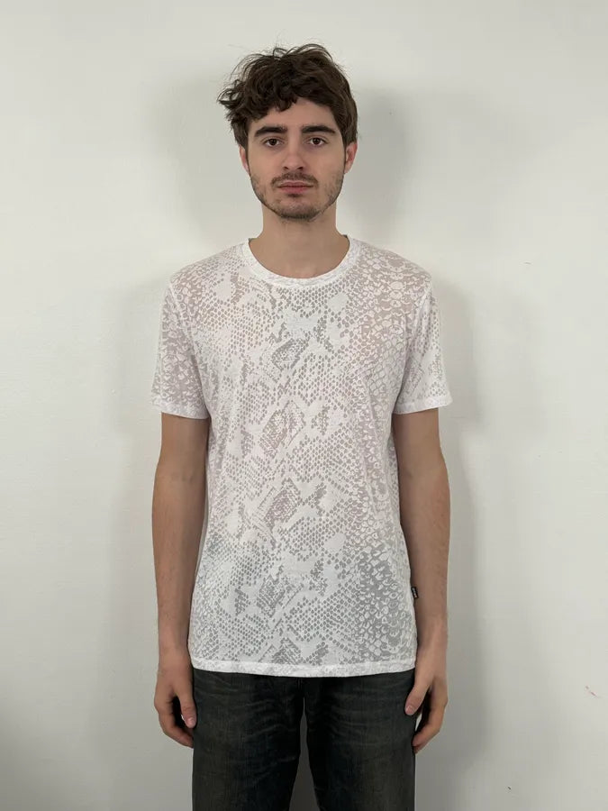 SS2017 Cavalli White Snake Python Print T-Shirt WvZbsdq 1