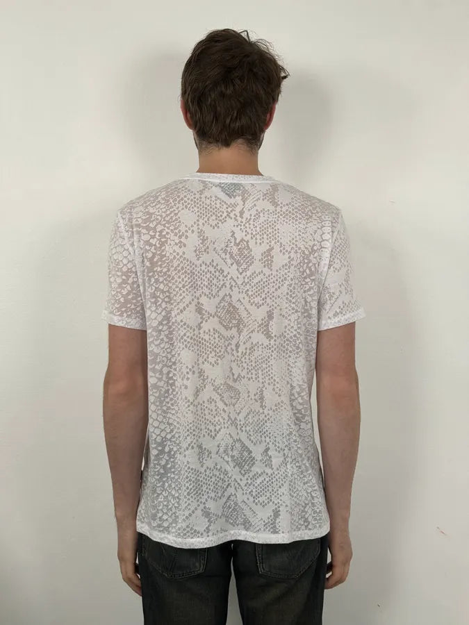 SS2017 Cavalli White Snake Python Print T-Shirt WvZbsdq 2