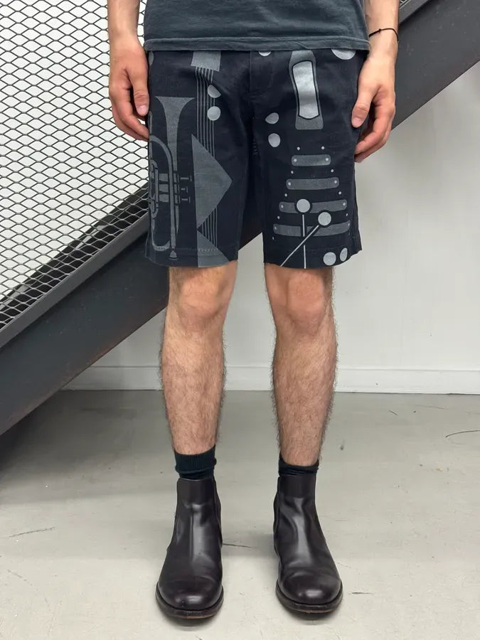 SS2017 Dolce & Gabbana Black Cotton Musical Instrument Print Short sCwRSWL 0