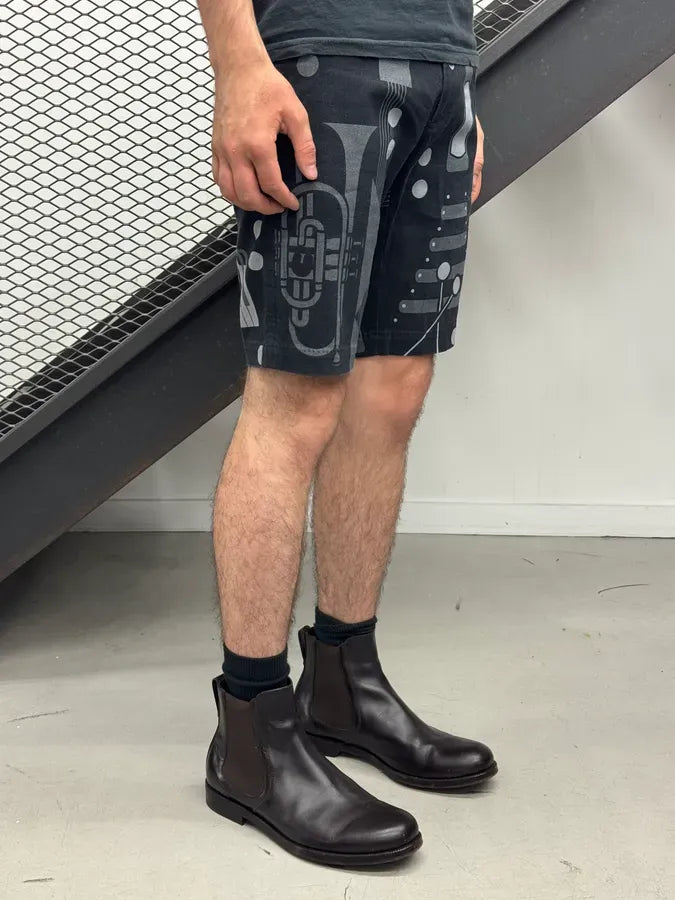 SS2017 Dolce & Gabbana Black Cotton Musical Instrument Print Short sCwRSWL 1
