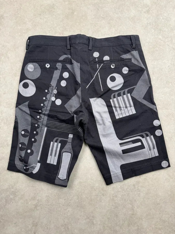 SS2017 Dolce & Gabbana Black Cotton Musical Instrument Print Short sCwRSWL 5