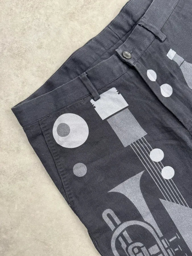 SS2017 Dolce & Gabbana Black Cotton Musical Instrument Print Short sCwRSWL 7
