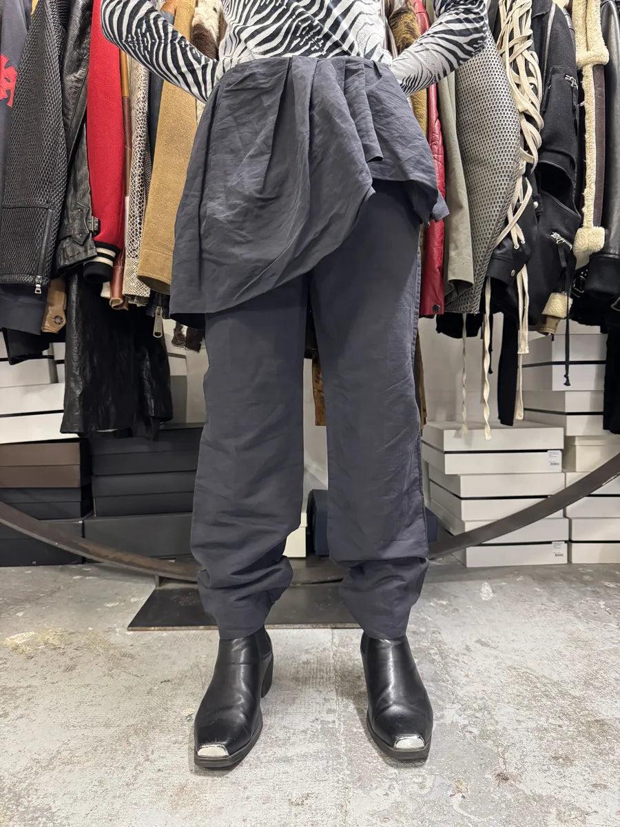 SS2017 Dries Van Noten Dark Navy Linen Skirt Trousers Pants rCLDlNd 0