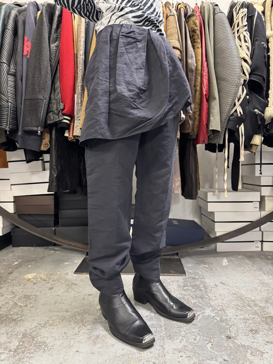 SS2017 Dries Van Noten Dark Navy Linen Skirt Trousers Pants rCLDlNd 1