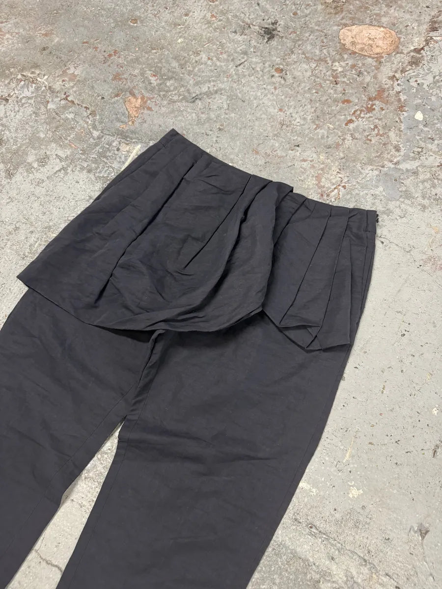 SS2017 Dries Van Noten Dark Navy Linen Skirt Trousers Pants rCLDlNd 6