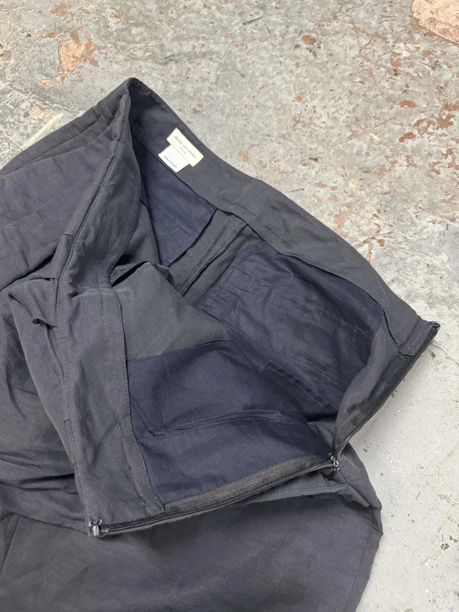 SS2017 Dries Van Noten Dark Navy Linen Skirt Trousers Pants rCLDlNd 7