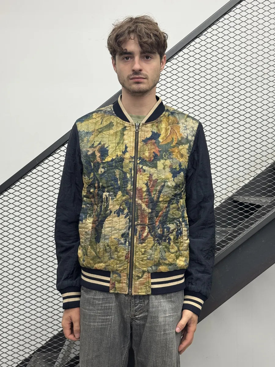 SS2017 Dries Van Noten Navy Tapisserie Reversible Bomber Jacket FgejhMc 2